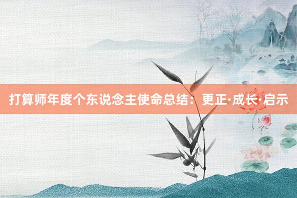 打算师年度个东说念主使命总结：更正·成长·启示